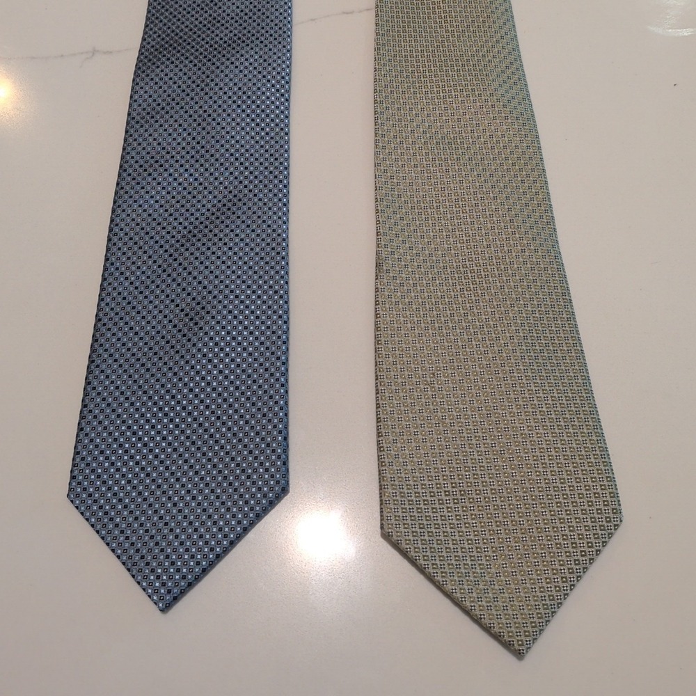 Lot Of 2 Pronto Uomo Tie Square Diamond Geometric 100% Silk Pointed Standard